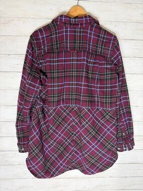 Duluth Trading Company Women's Folklore Flannel Tunic Size Large Purple Maroon
